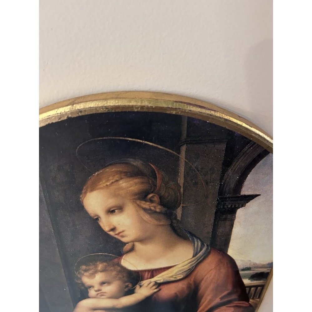 Florentine Panel Rafael Madonna Gilded Wood Print Infant Jesus Italian Large - Picture 5 of 9